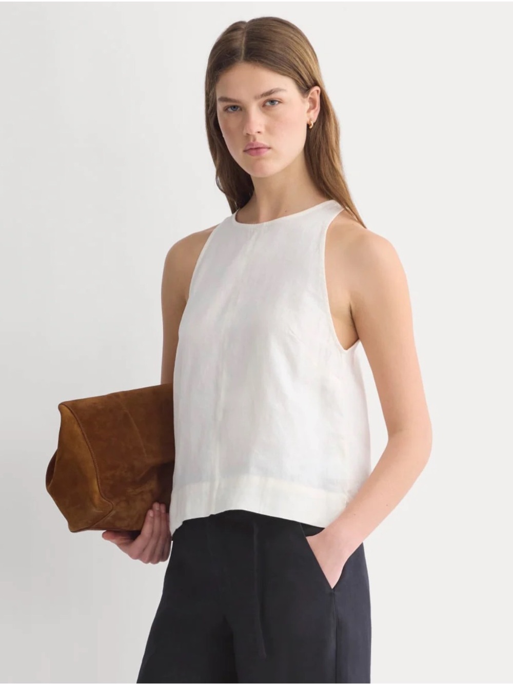 NWT - Everlane The Linen High-Neck Tank Cream